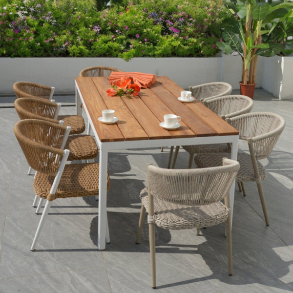 SHINYOK 8 Person Rectangular Outdoor Dining Set Wayfair